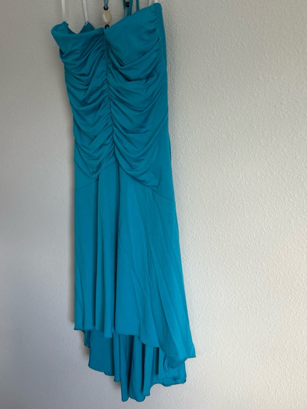 STUNNING Y2K Jodi Kristopher Teal Strapless Ruched Mini Dress - Picture 6 of 7
